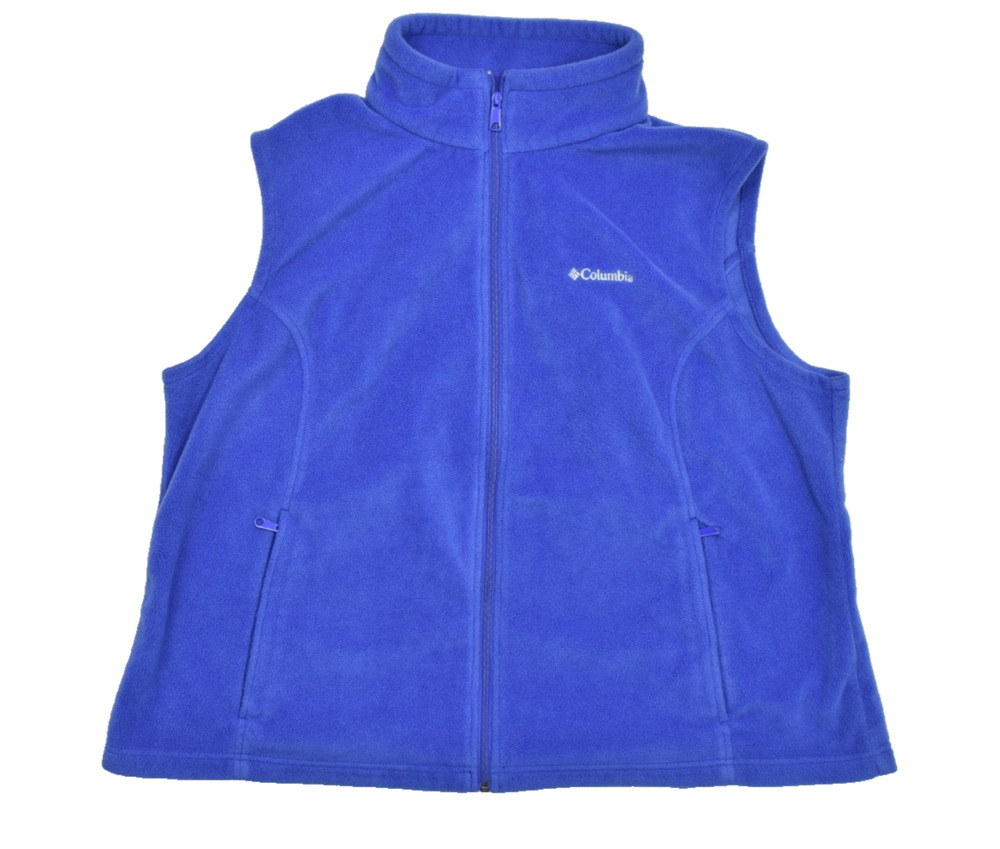 Columbia Womens 3X Blue Fleece Vest Full Zip Sleeveless Jacket Plus Size